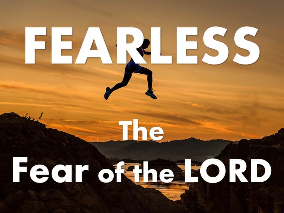 Fearless: the Fear of the Lord. woman jumping over a canyon